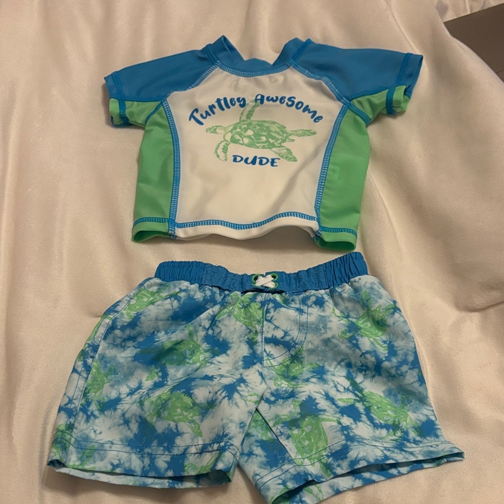 Kids Blue & Green 'Turtley Awesome Dude' Swim Set